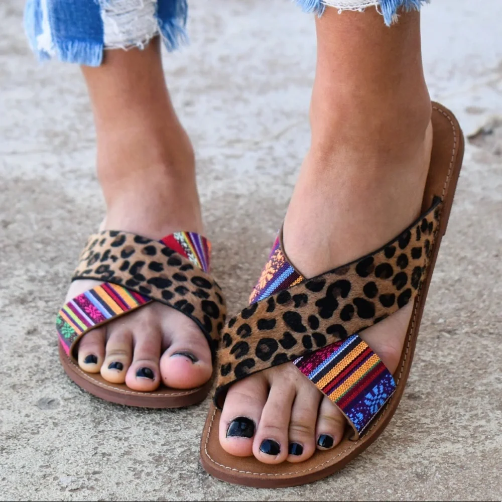Very G Serape Leopard Sandals - Picture 1 of 13